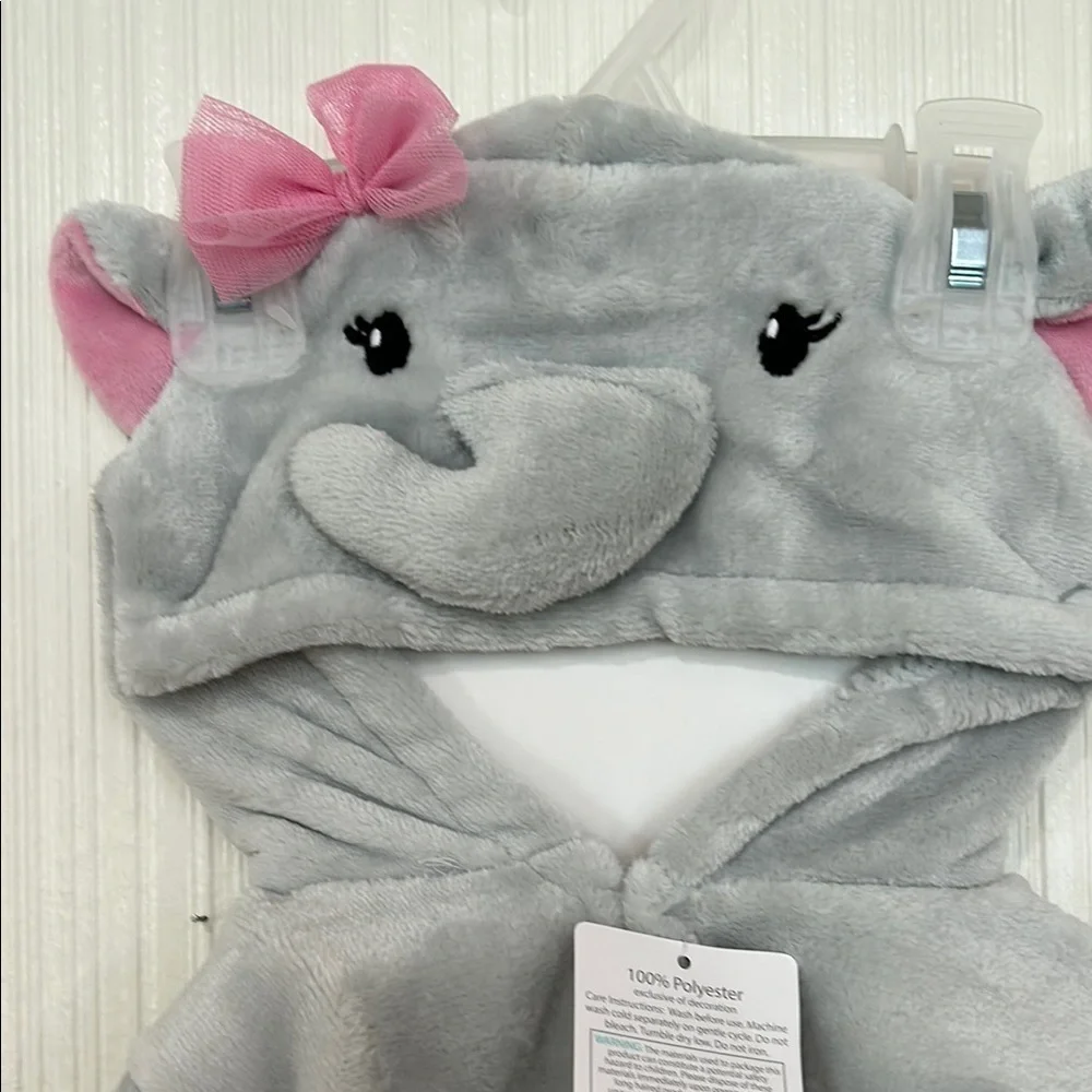Hudson Baby Gray and Pink Animal Robe Pajamas